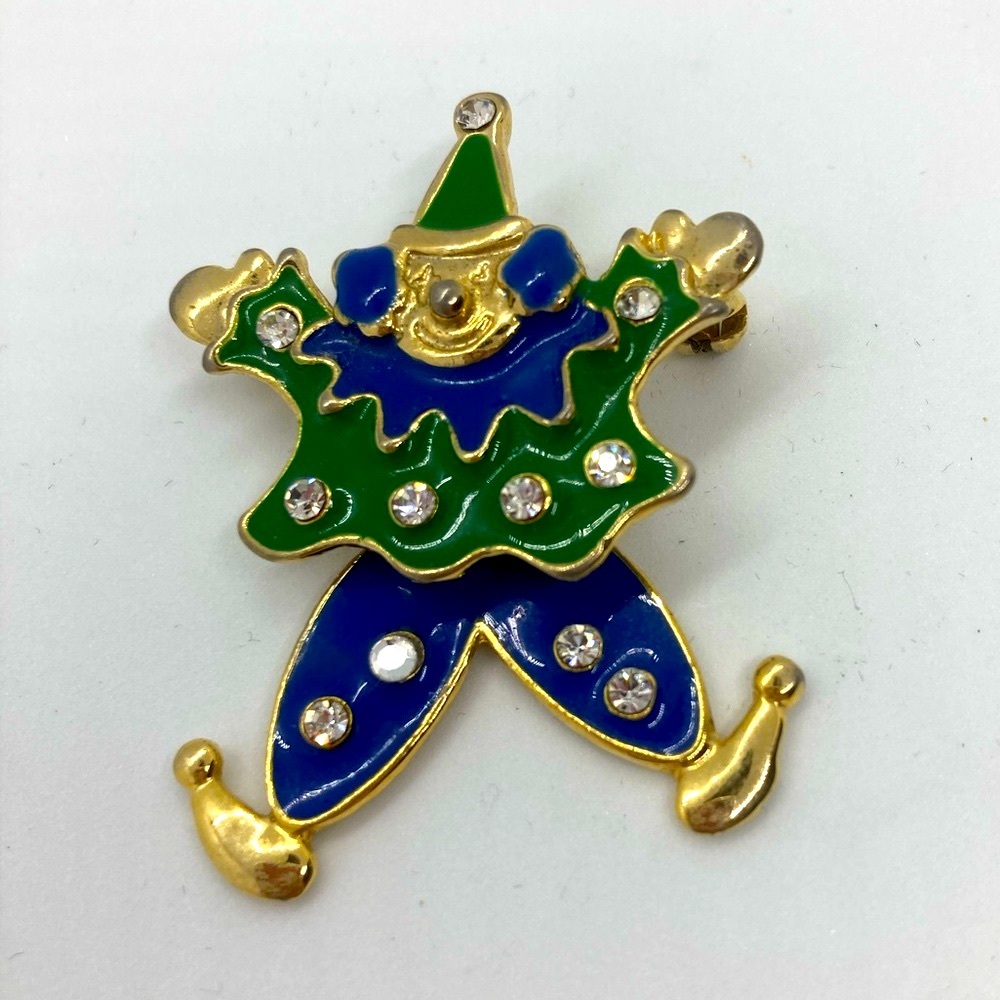Articulating Enamel Clown Brooch